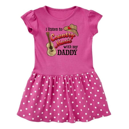 

Inktastic I Listen to Country Music with my Daddy Guitar and Hat Gift Toddler Girl Dress