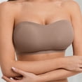 thumbnail image 5 of Hduncf Push Up Strapless Bras for Women Supportive Bandeau Bra Fashion Solid Color Wireless No Underwire Padded Tube Bra Brown XS, 5 of 7