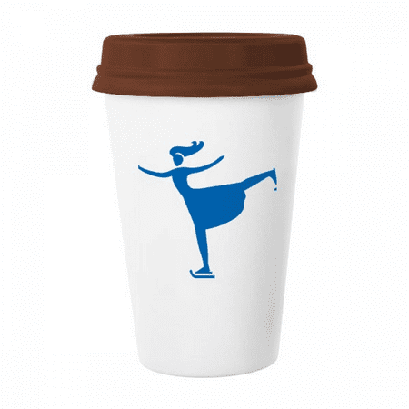 

Skiing Winter Sport Blue Outline Mug Coffee Drinking Glass Pottery Cerac Cup Lid