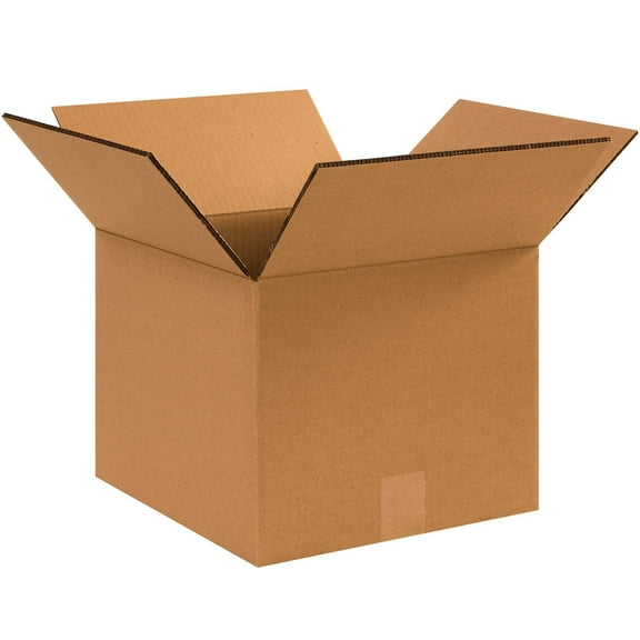 BOX USA 25 Pack of Heavy-Duty Corrugated Cardboard Boxes, 12" L x 12" W x 10" H, Kraft, Shipping, Packing and Moving