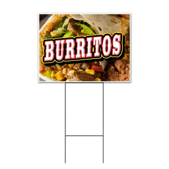 Burritos (18" x 24") Yard Sign, Includes Metal Step Stake
