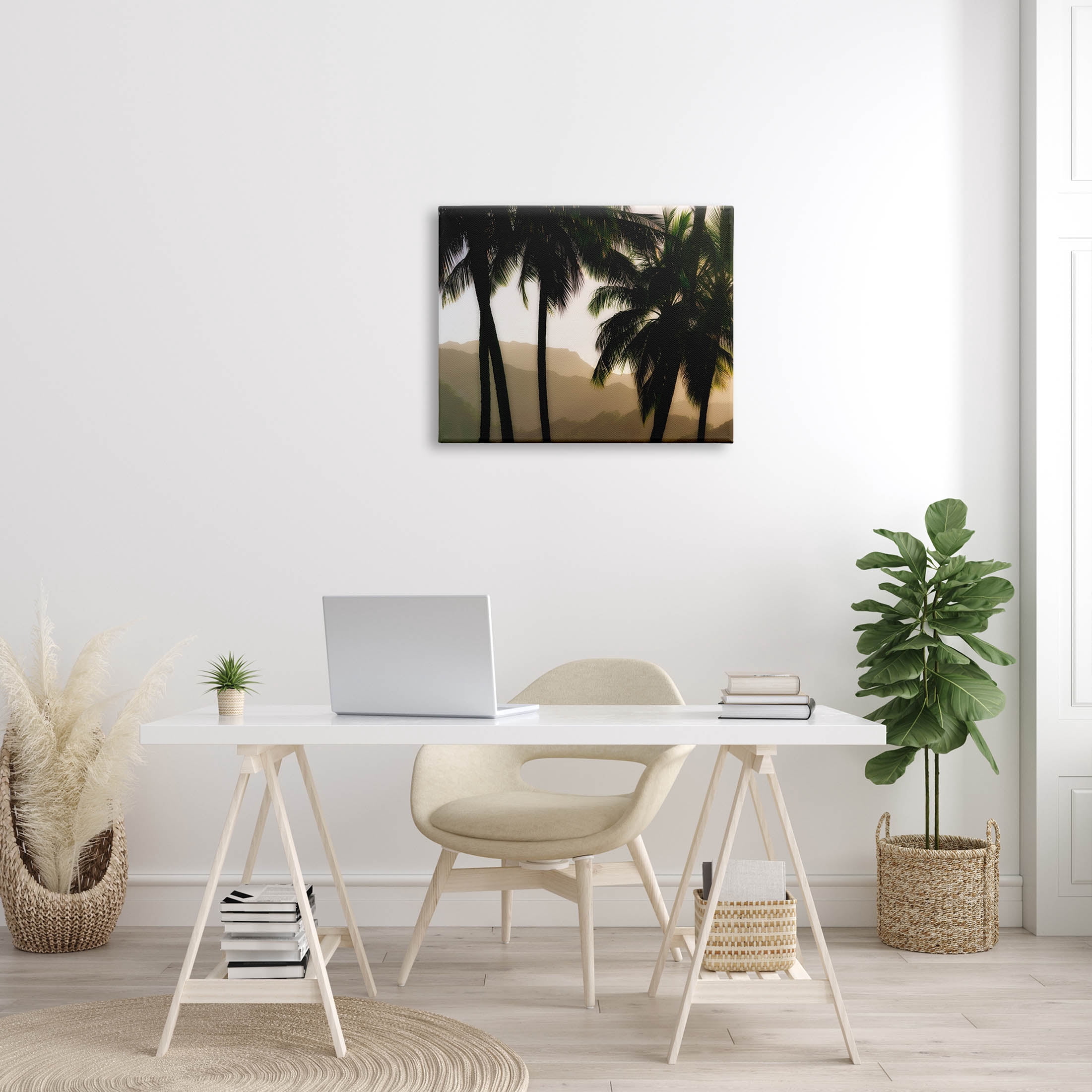 Stupell Industries Sunlit Palm Trees Mountain Peaks Photograph Gallery Wrapped Canvas Print Wall Art, Design by Dennis Frates