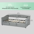 thumbnail image 3 of HOMCOM Twin Daybed, Upholstered Trundle Bed with 2 Pockets, Light Grey, 3 of 10