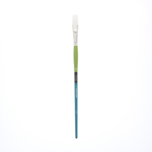 Princeton Brush Snap Long Handle White Synthetic Taklon Brush, Flat, 8