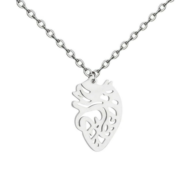 Collar Colgante Corazón Anatómico Humano Acero Inoxidable Cadena Clavícula Regalo