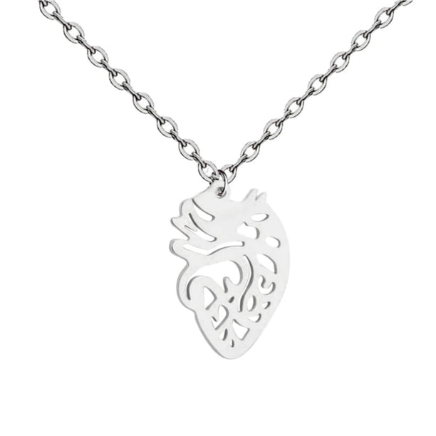 Collar Colgante Corazón Anatómico Humano Acero Inoxidable Cadena Clavícula Regalo