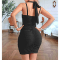 thumbnail image 4 of 1 Sets Women'S Bodycon Cor Mini Dresses Ruched Sleeveless Club Party Short Dress Black M, 4 of 6
