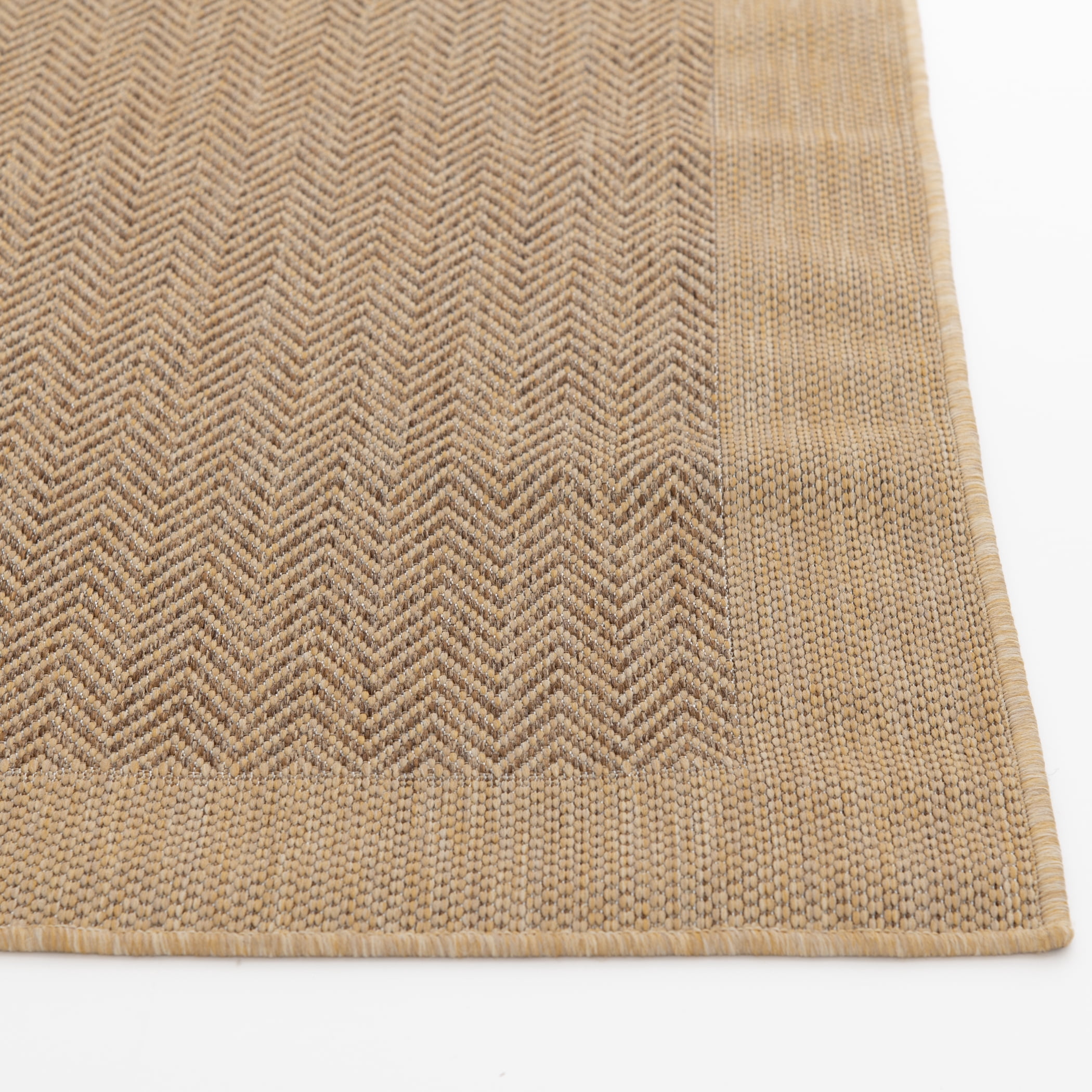 Mainstays Brown Neutral Border Polypropylene Outdoor Area Rug, 5'x7'