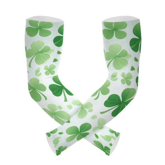 ALAZA St Patrick Clover-a1 UV Sun Protection Arm Sleeves UPF 50  Compression Cooling Sleeve 1 Pair
