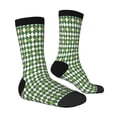 thumbnail image 2 of Goofa Light Green Squares Printed Men's Crew Socks, Soft Durable Breathable Moisture-Wicking with Odor Control Cotton socks, 2 of 9