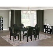 East West Furniture Weston 7-piece Traditional Wood Dinette Set in Black