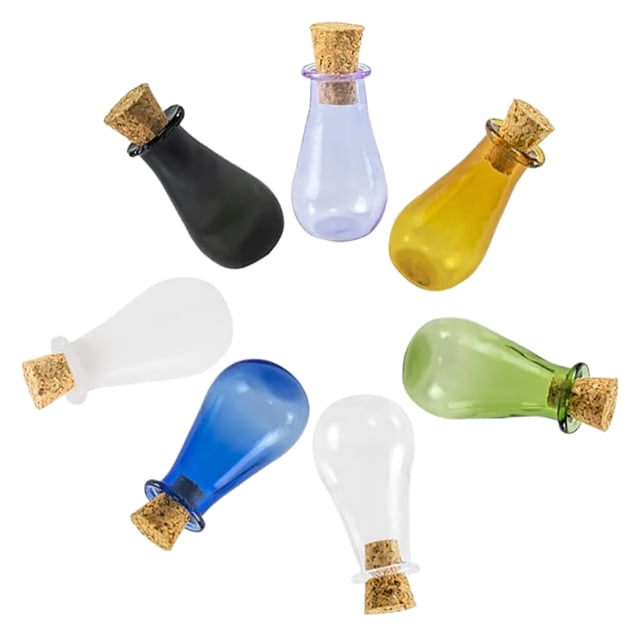 SHISUYAN 7 Pcs Mini Bouteilles à Souhaits Bouteilles de Rangement en Verre DIY Bouteilles à Dérive Pendentifs