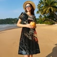 thumbnail image 4 of Fotbe Robe Crâne Cyberpunk Motif Drapeau Américain Décontractée Mode Femme Manches Courtes Robe Maxi Robe T-Shirt Rayée Longue à Blocs de Couleur, 4 of 6