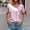 Pink, variant on HOMBOM Blouses for Women Gray Summer Striped Asymmetrical Collar Lapel V Neck Short Sleeve T-shirt L