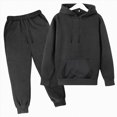 thumbnail image 2 of yboeqw Toddler Boy Hooded Outfits Casual Solid Color Long Sleeve Hoodies Pullover Sweatshirt and Pants Out Wear Clothes for Boys,Size 11-12 Years, 2 of 4