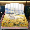 thumbnail image 2 of COEQINE King Sheets 3 Pieces Bed Sheets Set, Soft Fade Resistant Easy Care Bedding Set All Season Wrinkle Free Bottom Bedsheet for King Size Bed, Dreamy White Horse Sunflower, 2 of 5