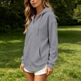 thumbnail image 5 of CAIVO Women Hoodies Oversized Long Sleeve Hoodied Sweatshirt Quarter Zip Up Hoodies Pullover Curved Lightweight Oversized Fashion Fall Win Solid Color Athletic Tops, 5 of 5