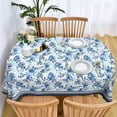 thumbnail image 6 of Oval Tablecloth 60 x 102 Inch, Blue Vintage Floral Oval Table Cloth, Waterproof Wrinkle Free Oval Table Cover for Indoor Outdoor Kitchen Dinning Room, 6 of 6