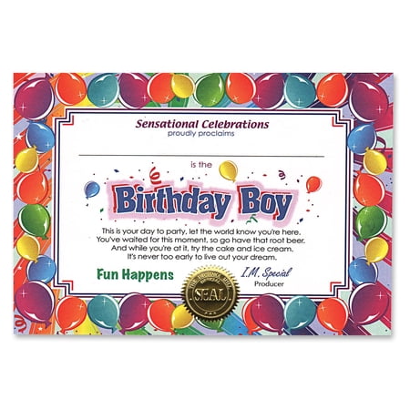 6 Pack Bulk Birthday Boy Certificate