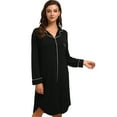 thumbnail image 6 of EFINNY Women's Button Down Nightgown Long Sleeved Nightdress Open Front Suit Solid Color Sleep Skirt Homewear, 6 of 7