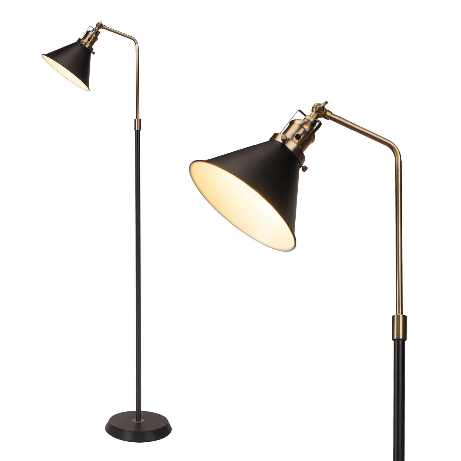 HonoDing 58" Rustic Rotatable Floor Lamp, Vintage Metal Design, Black Standing Lamp for Living Room, Bedroom