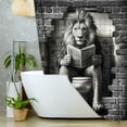 thumbnail image 5 of Funny Lion Bathroom Shower Curtain, Lions on Toilet Reading Newspaper Theme Bathroom Shower Curtain Set, Humor Animals Shower Curtain for Kids Adults Bathroom Decorations with Hooks, 36X72IN, 5 of 7