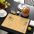 thumbnail image 4 of Yellow Daisy Flower Retro Pattern Summer Placemats Table Placemats Set Of 4-Linen Kitchen Washable Placemats Table Mats 11.8"x17.7" Non-Slip Heat Resistant, 4 of 6