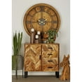 thumbnail image 2 of DecMode 35" x 35" Brown Mango Wood 4 Drawers 1 Shelf and 1 Door Geometric Cabinet with Wood Inlay, 1-Piece, 2 of 10