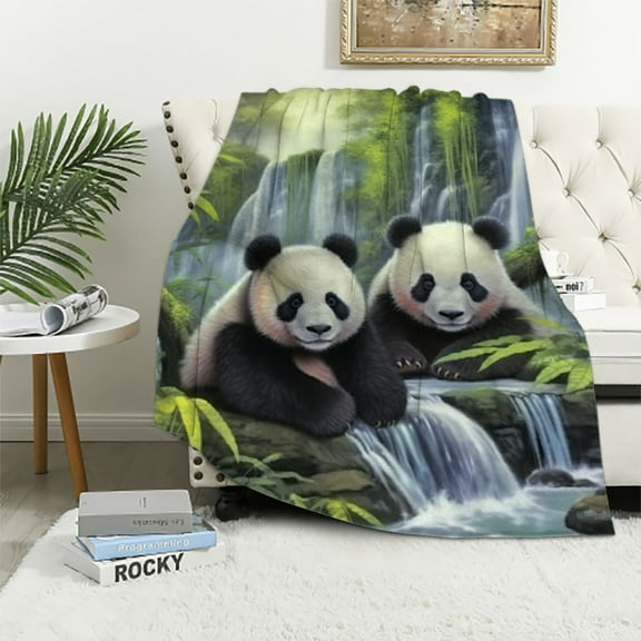 BCIIG for Cozy Panda Flannel Throw Blanket - Soft, Comfy & Warm Plush Blanket, Lightweight & Fuzzy Anti-Pilling Fabric - Versatile for Couch, Bedroom, Travel, and Living Room  40x50in