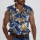 thumbnail image 1 of Camiseta sin mangas con cuello vuelto para hombre, estilo informal, a la moda, con estampado, cuello vuelto, sin mangas, bolsillos, deportiva, de poliéster, 1 of 5