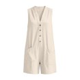 thumbnail image 7 of Bloomae Womens Casual Rompers Overalls Shorts Summer Sleeveless V Neck One Piece Jumpsuits Loose Fit Casual Wide Leg Shorts Outfits with Pocket, 7 of 7