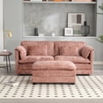 thumbnail image 3 of Modern Chenille Fabric Oversized Double Sofa 76.77*29.53*31.10inch with Footstool, 3 of 23
