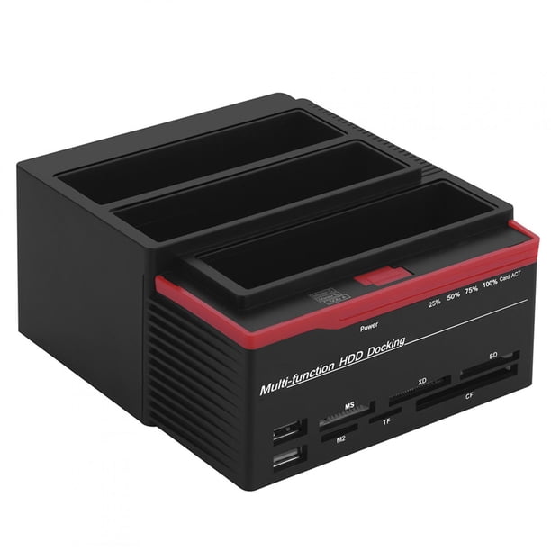 ASHATA Estación de Acoplamiento de Disco Duro Externo2.5inch/3.5inch Three-Bay USB3.0 SATA/IDE HDD Docking Station Offline Clone HUB Reader Soporte Windows2000/XP/Vista/Win7/8/Linux/OSUS Khall DS00725-01