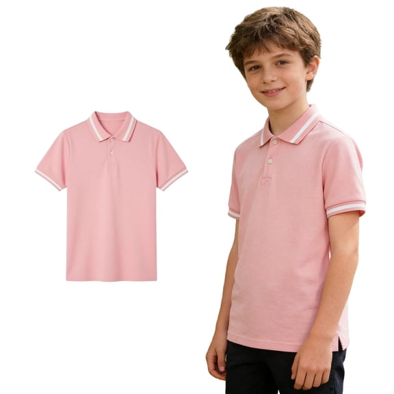 Polo Shirt Boys Short Sleeve Pink Button down Shirt Boys Back to School Clothes Toddler Boys Size 3-4 Years Shirts