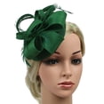 thumbnail image 2 of Sombreros de Fiesta de Cóctel Tocados de Plumas Nupciales Sunnimix verde, 2 of 8