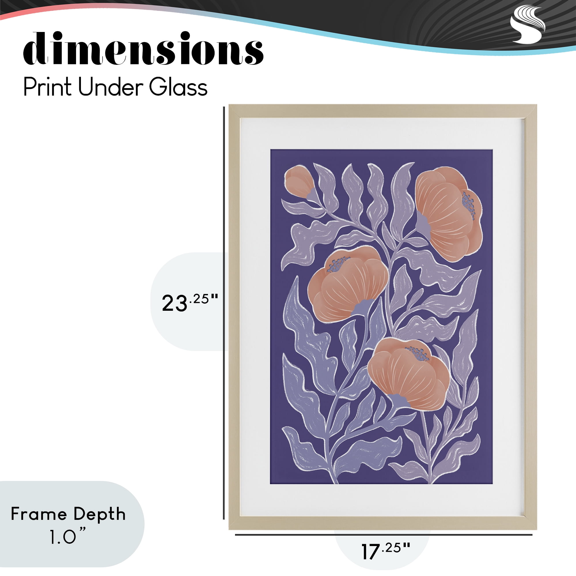 Stupell Industries Midcentury Purple Poppies Birch Framed Print Under Glass, design by Martina Pavlova