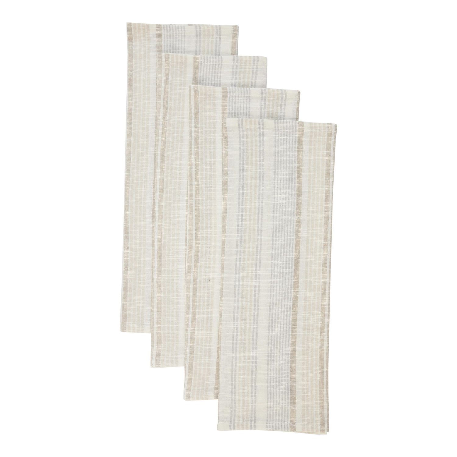 Better Homes & Gardens Woven Natural Stripe 4 Pack Napkin Set - 20" x 20" - Neutral - 100% Cotton