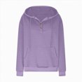 thumbnail image 4 of Towmus Half Button Womens Hoodies Waffle Knit Long Sleeve Drawstring Hooded Sweatshirts for Woman With Pocket, 4 of 5