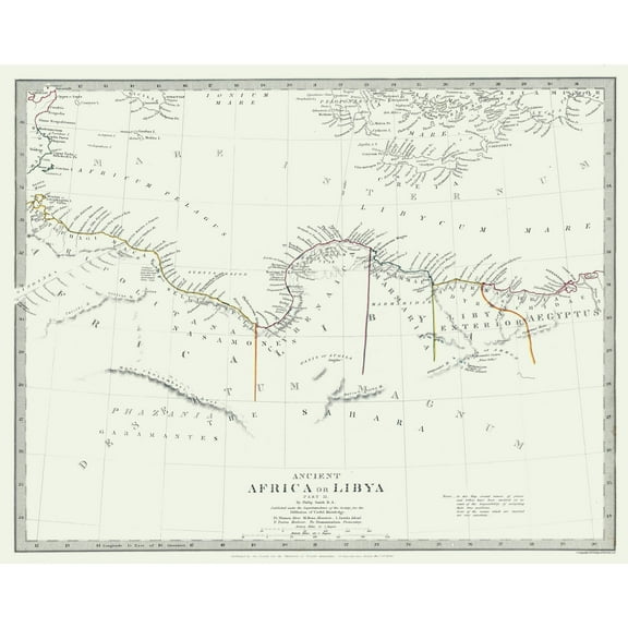Historic Map - Libya Ancient - Smith 1840 - Vintage Wall Art