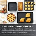 thumbnail image 3 of Granitestone Black Nonstick Bakeware Set, 5 Piece Baking Pans Set, Dishwasher Safe, No Warp & Even Heating, Oven Safe with Square & Round Baking Pan, Muffin and Loaf Pan & Baking Sheet, 3 of 9