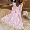thumbnail image 5 of Tumotour Satin Silk Nightgowns For Women Mini Dress Sleeveless Nightgown Solid Color V-Neck Pajamas Loungewear Lace Sleepwear Chemise Lingerie Dress Tank Sleepwear Lace Nightshirt, 5 of 9