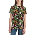 thumbnail image 2 of Honeii Watercolor Tropical Flowers Print Youth Short Sleeve T-Shirt,Boys Athletic Shirt,Quick Dry Short Sleeve Performance Moisture Wicking T Shirt, 2 of 6