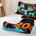 thumbnail image 4 of Castle Fairy Neon Off-Road Truck Twin Quilt Set,Lightning Burst Print Twin Coverlet Set for Bedroom,Orange Blue, 4 of 7