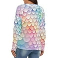 thumbnail image 4 of Beautiful Colorful Mermaid Scales V-neck Sweater Winter Clothes Long Sleeve Knitwear Sweater Women's Pullover, 4 of 5