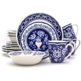 thumbnail image 4 of Euro Ceramica Blue Garden 16 Piece Oven Safe Hand Painted Stoneware Dinnerware Set, Service for 4, Bold Vase Design/Floral Pattern, White and blue$$Home Decor, Kitchen, & Other, 4 of 8