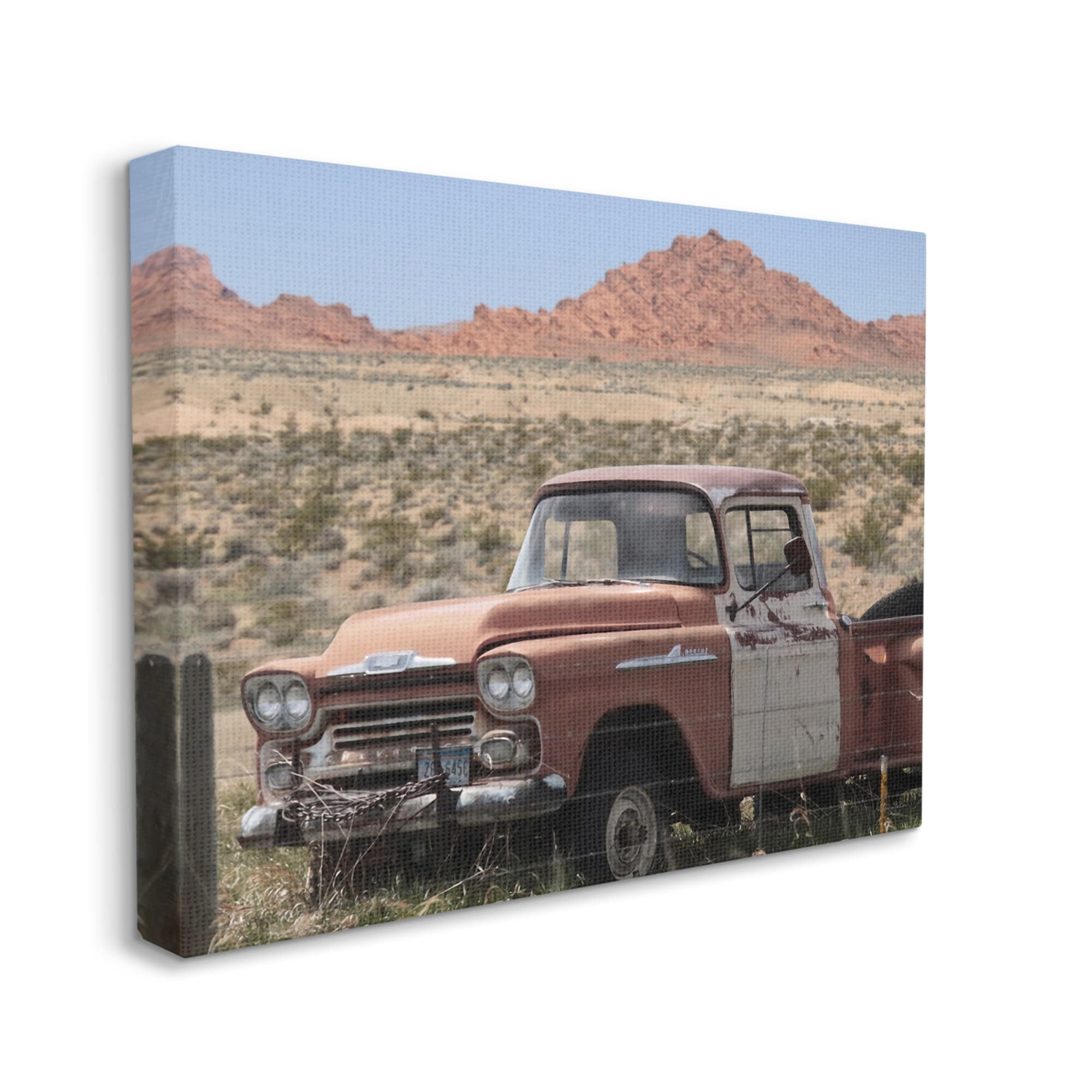 Stupell Vast Desert Mountains Vintage Truck Transportation Photography Gallery Wrapped Canvas Print Wall Art