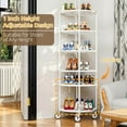 thumbnail image 3 of 6 Tier Round Metal Wire Shelving Units, Closet Handbag Display Organizers, Storage Rack with 4 Wheels & Shelf Liners for Kitchen and Cloakroom, Easy to Move and Clean, 85.5" H x 30" L x 30" W - White, 3 of 6