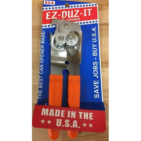 EZ DUZ IT Made in the USA Manual CAN OPENER w/ Orange Grips AMERICAN Made