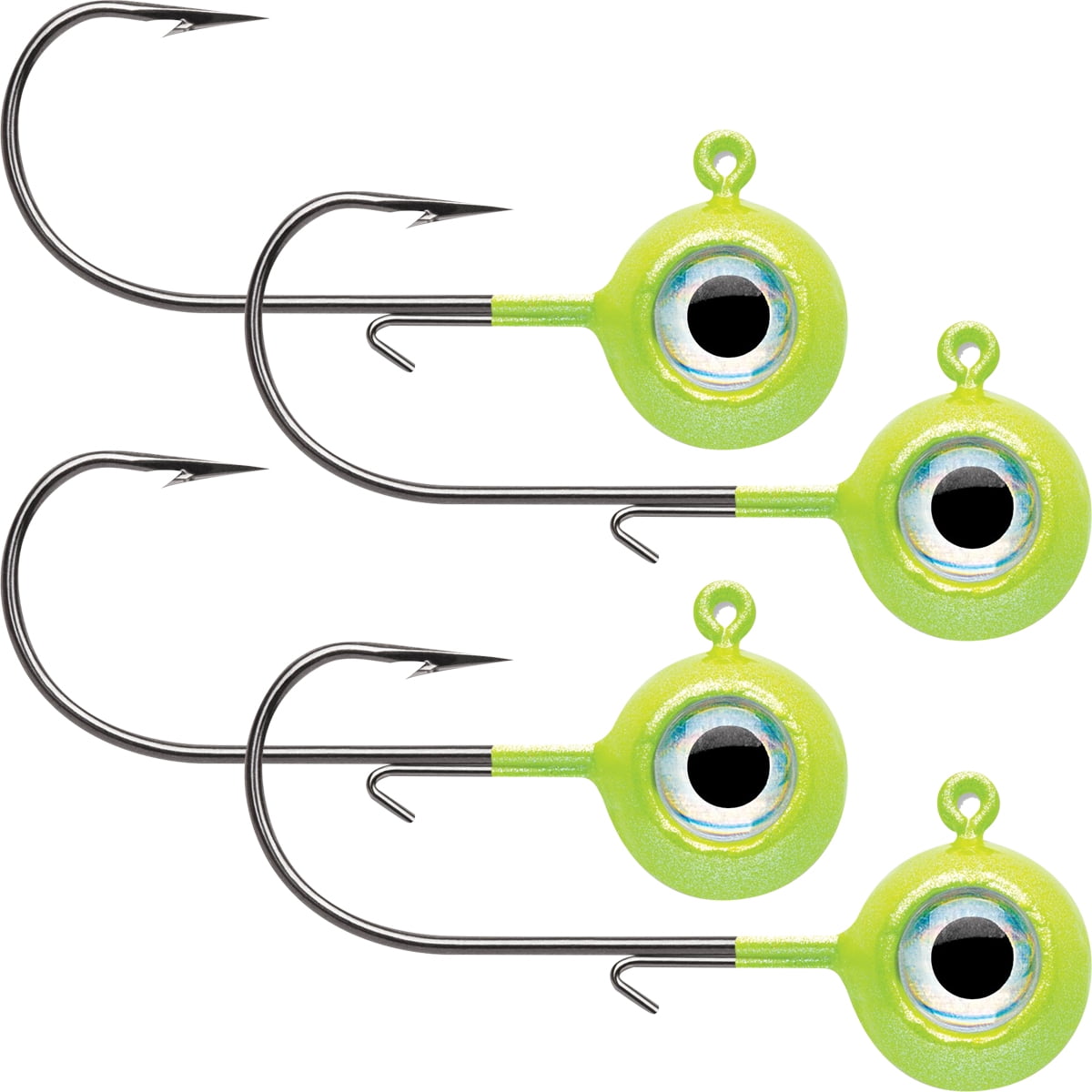 VMC Neon Moon Eye 1/8 Oz. 3D Holographic Jig - 4 Pack - Glow Chartreuse ...