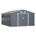 thumbnail image 1 of Outsunny 11' x 13' Garden Storage Shed with Foundation Kit, Metal Tool Storage House with Double Doors for Outdoor Patio Yard, Grey, 1 of 10